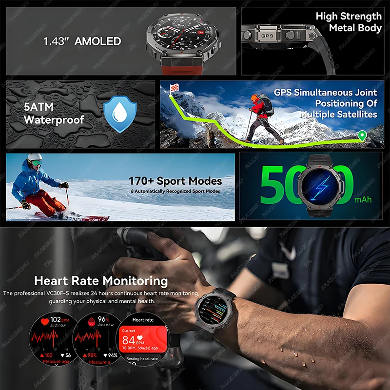 2025 NEW GPS Smart Watch For Men 5ATM IP69K Waterproof Smartwatch Compass Altimeter Barometric Bluetooth Call Sports Smartwatch