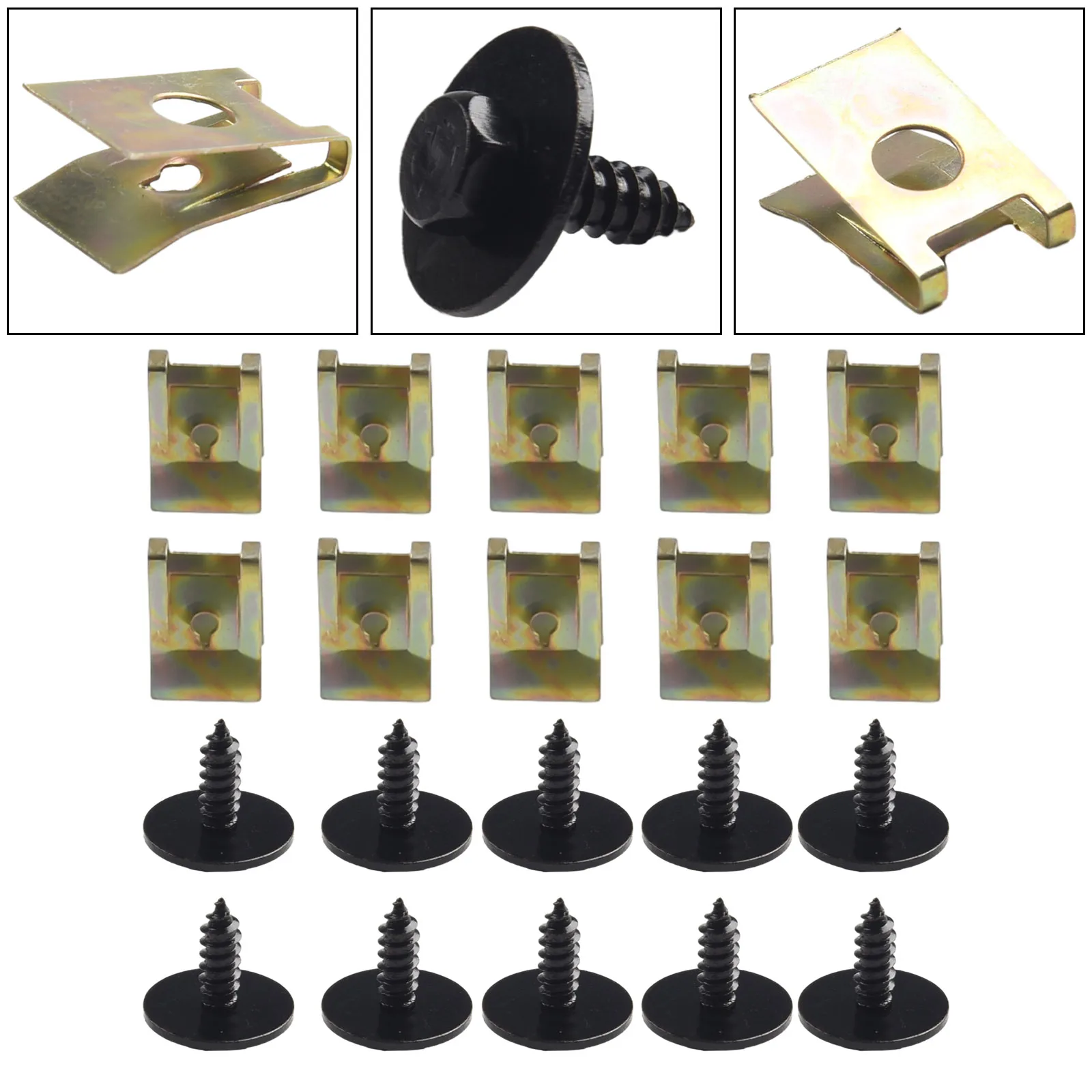 Carro Undertray respingo Guarda Substituição Parafuso, Prata Tapping Clips Set, Prendedor, Exterior, durável, 20pcs