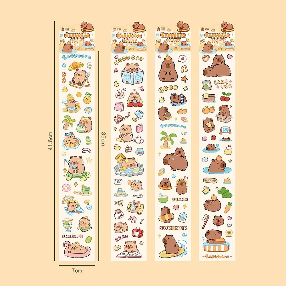 5 Pcs/bag Kawaii Capybara Transparent Stickers Cartoon Creative Stationery Stickers Adhesive PET Mug Decorative Decals Children