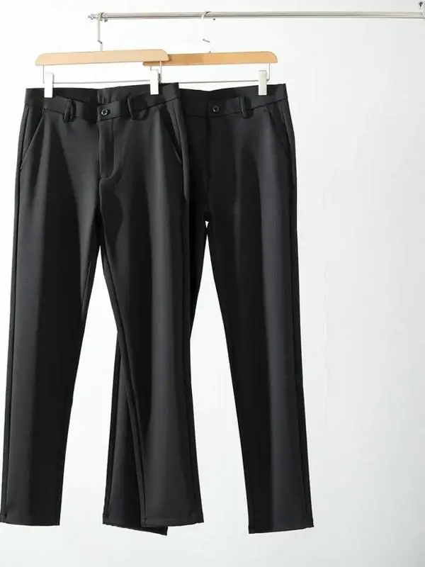

New Smooth Anti-Wrinkle Drapey Elastic Breathable Busin Casual Straight Leg Men's Pants Autumn Winter Commute Versatile Lo...
