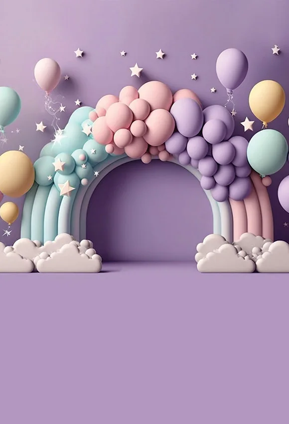 Mehofond Photography Background Rainbow Balloon Arch Flower Child Birthday Party Cake Smash Portrait Decor Backdrop Photo Studio