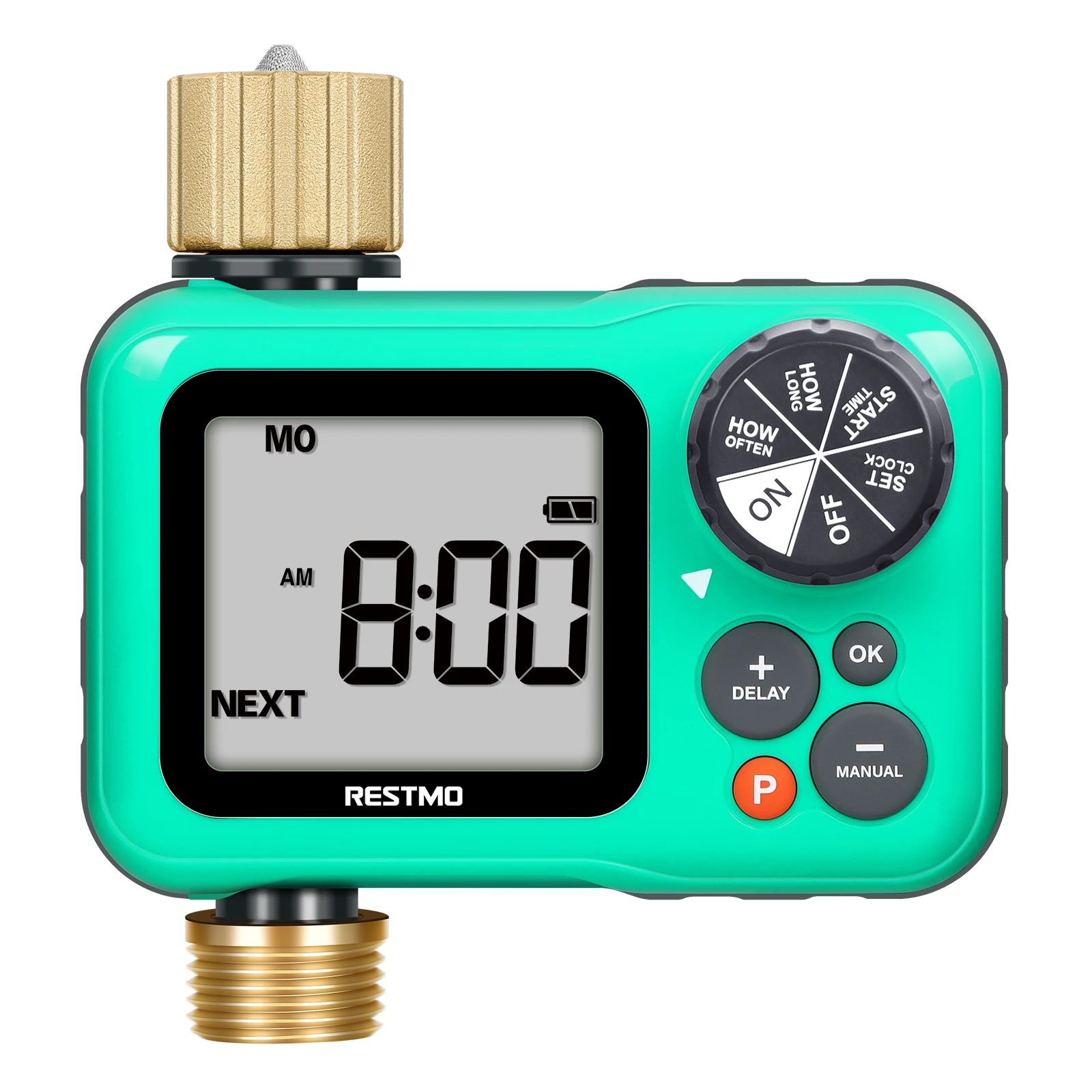 

Sprinkler Timer with Brass Inlet & Outlet, 3 Separate Programs Hose Timer, Programmable Water Timer for Garden Hose Rain Delay