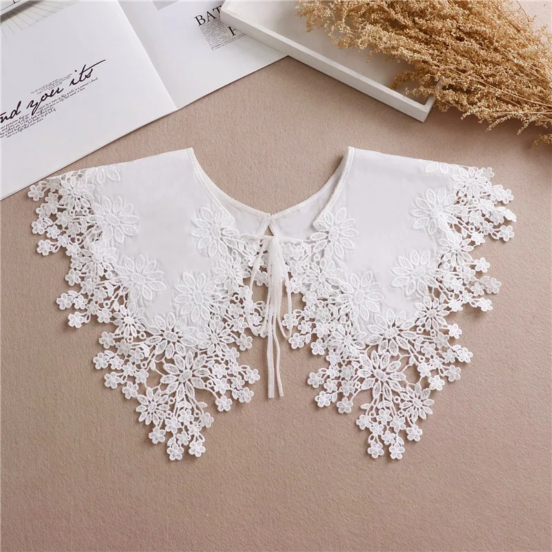 

Fashion Cotton Lace Big Lapel Doll Fake Collar for Women Removable Detachable False Collar Sweater Dress Decoration Accessory