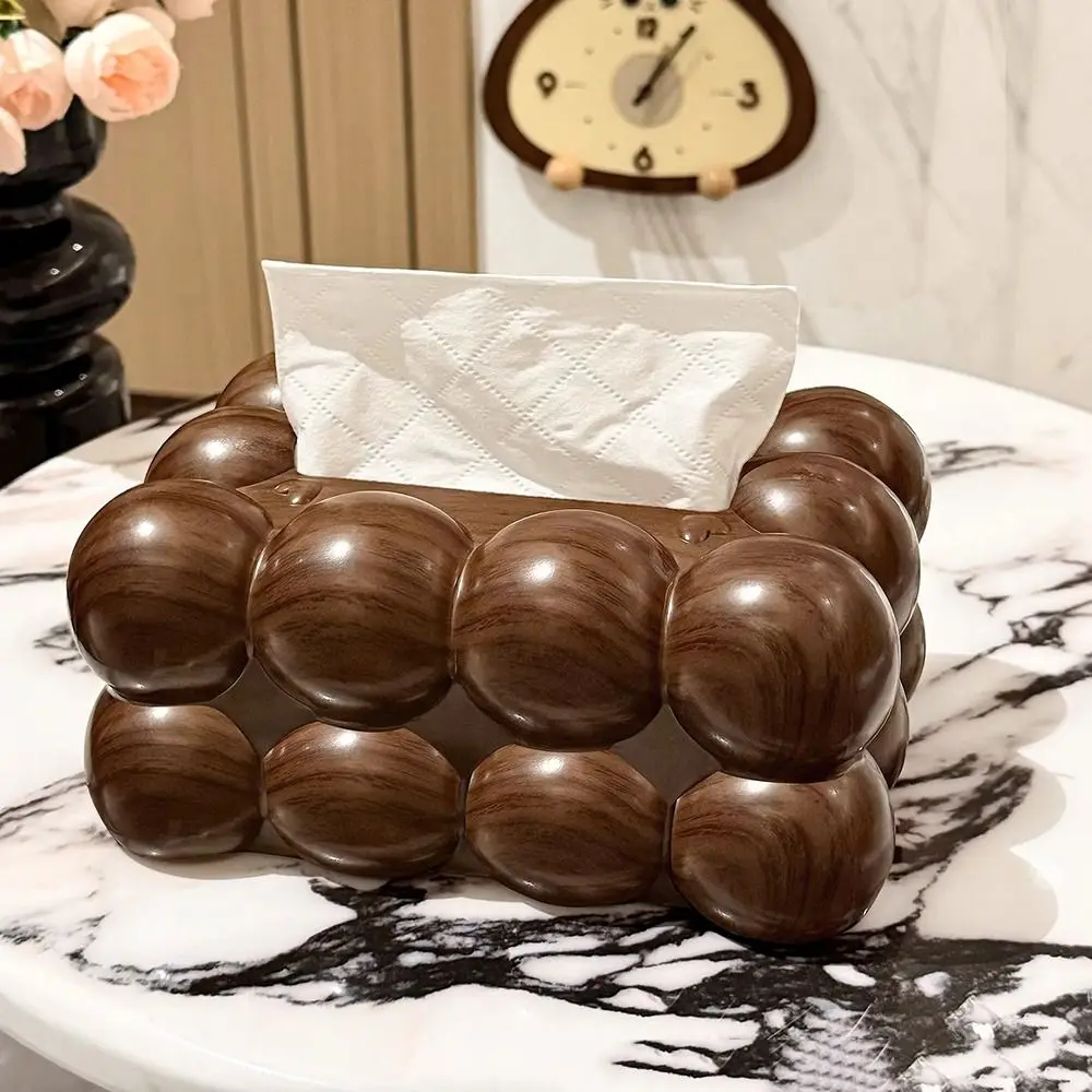 

Non Slip Facial Tissue Holder Wood-grain Cloud Design Wide Opening Desktop Tissue Box Detachable Large Capacity Napkin Container