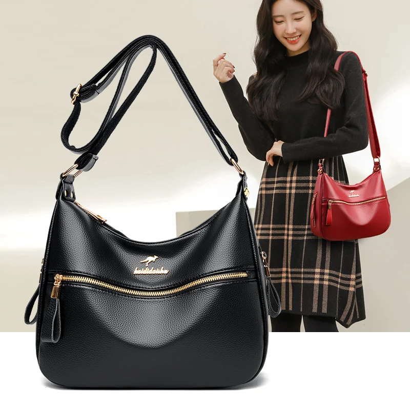 Women\'s Retro Shoulder Bag Fashion Designer Casual Handbags High Quality Leather Solid Color Handbag Women Simple Purse 2023 New