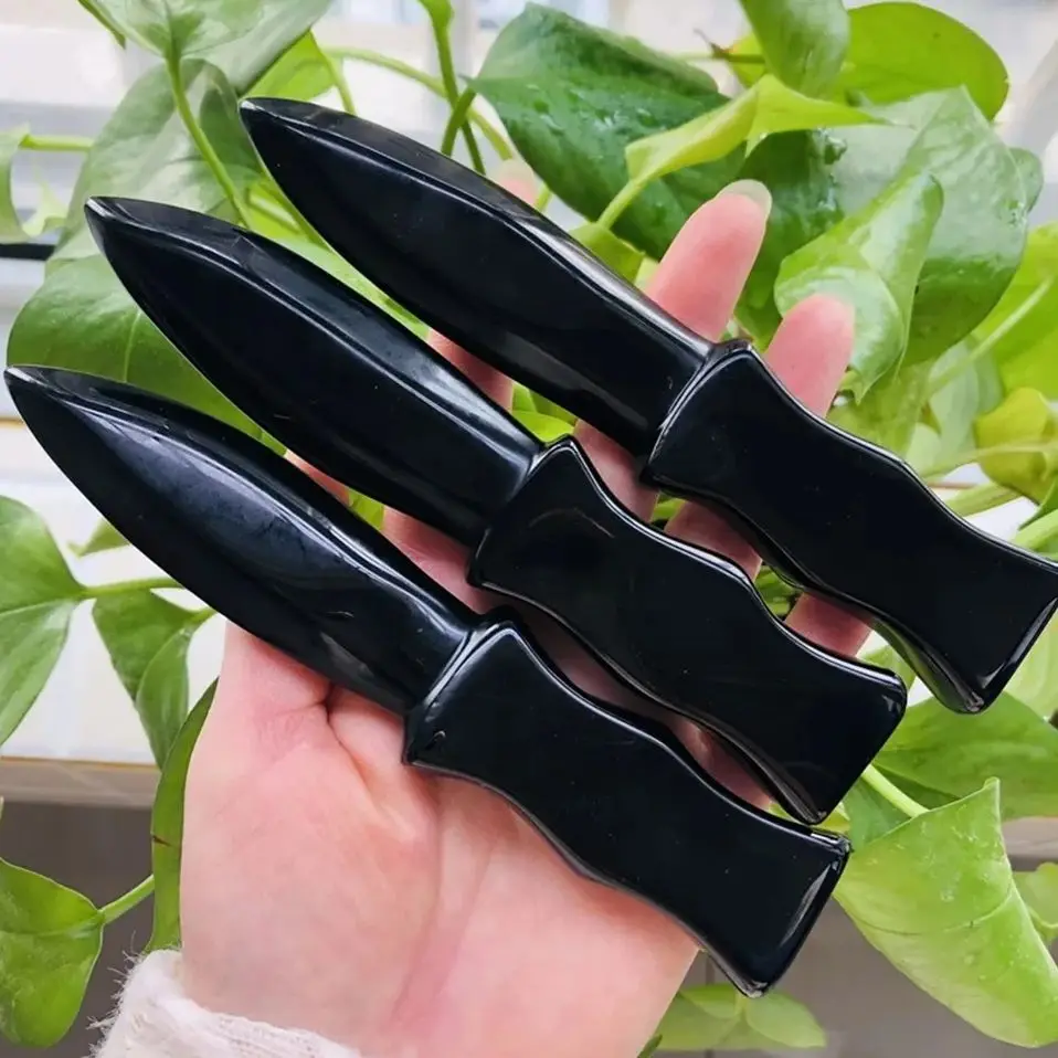 Wholesale Hot Sale Obsidian Crystal Crafts  Sword Polished Crystal Dagger Obsidian Knife Talisman