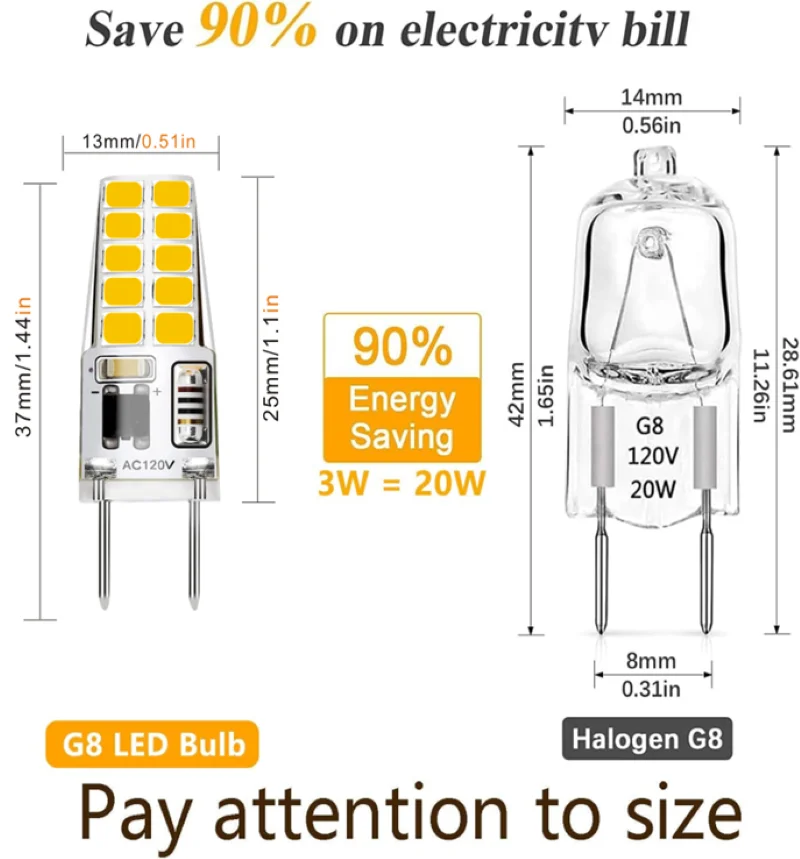 Диммируемая лампочка g8 светодиодный 110 в 3000k, Кремниевая лампочка 3 Вт, заменяемая галогенная лампа, люстра