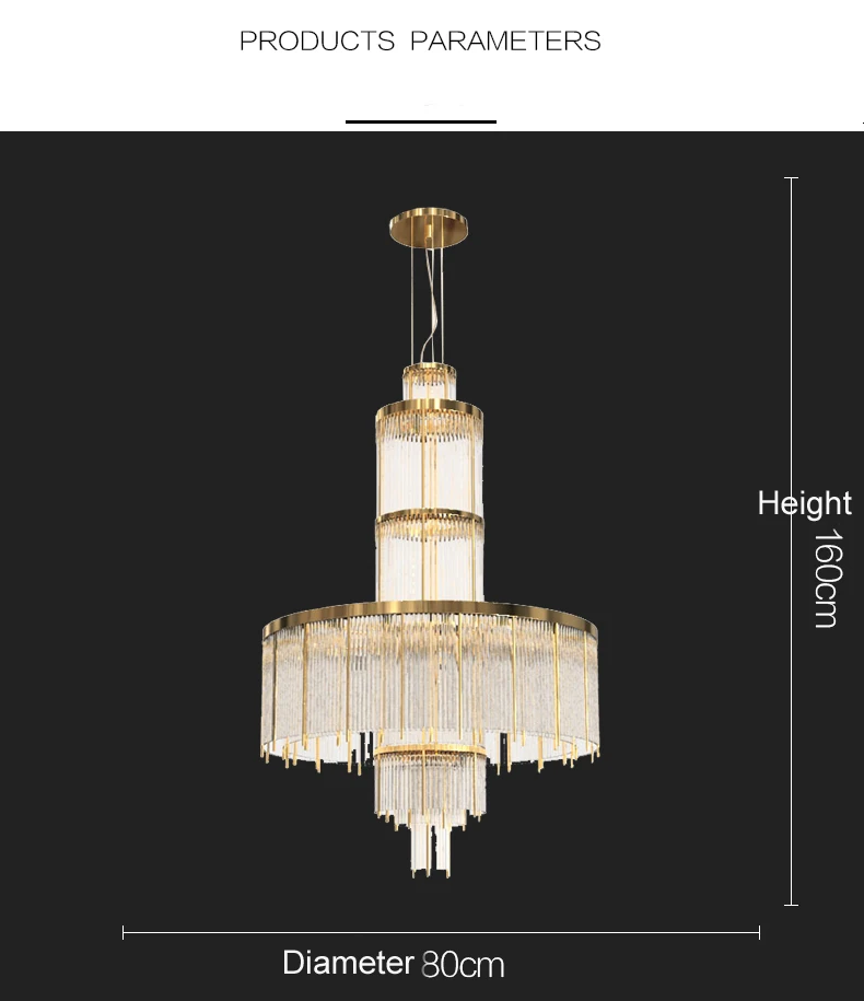 LED Luxurious Crystal Chandeliers Lights Fixture American Modern Long Chandelier European Big Spiral Stair Haging Lamp Droplight