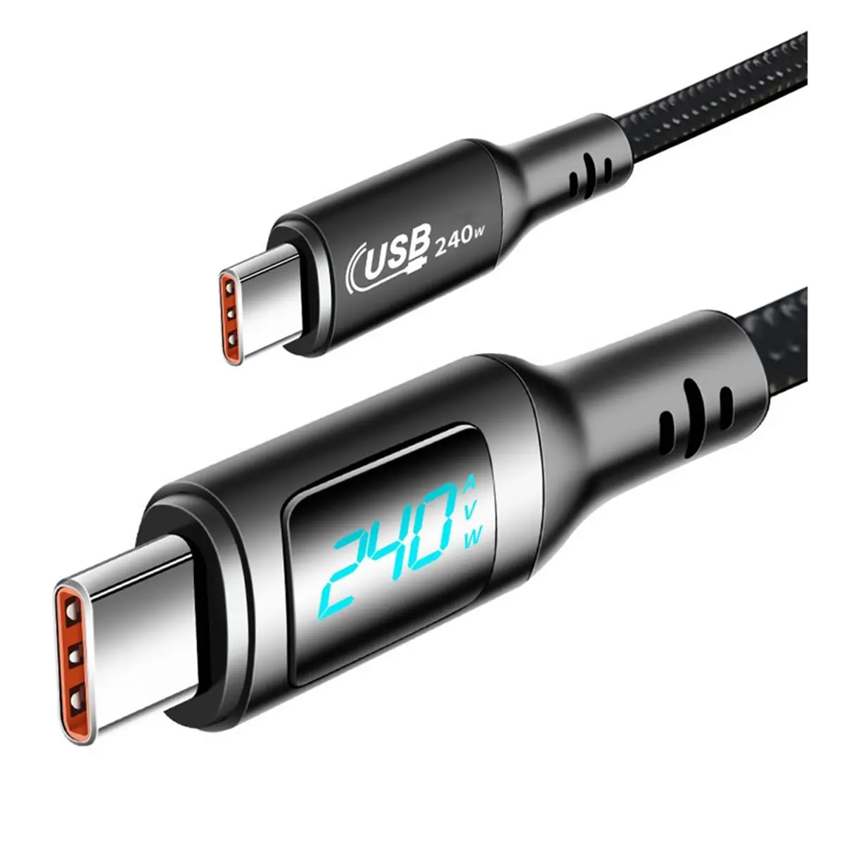 wilwill 240W Type C to USB C Cable with LED Display PD3.1 Fast Charging Charger Cord for Common Models of Mobile Phones 1.5m