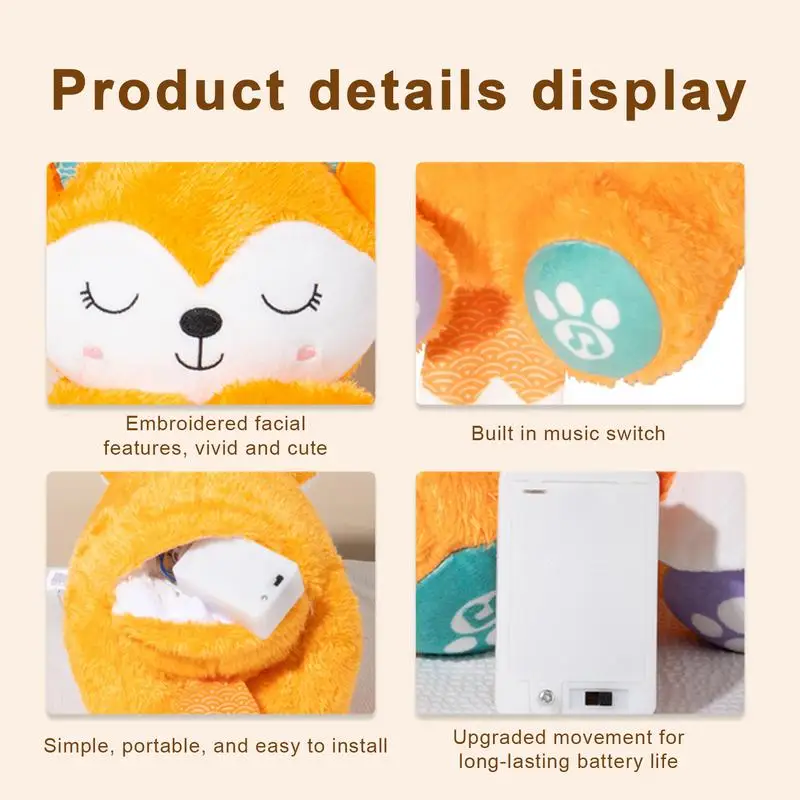 Light Up Plush Toy Breathing Music Stuffed Fox Toys Children Huggable Plushies Cartoon Animal Doll For Home Nursery Kindergarten