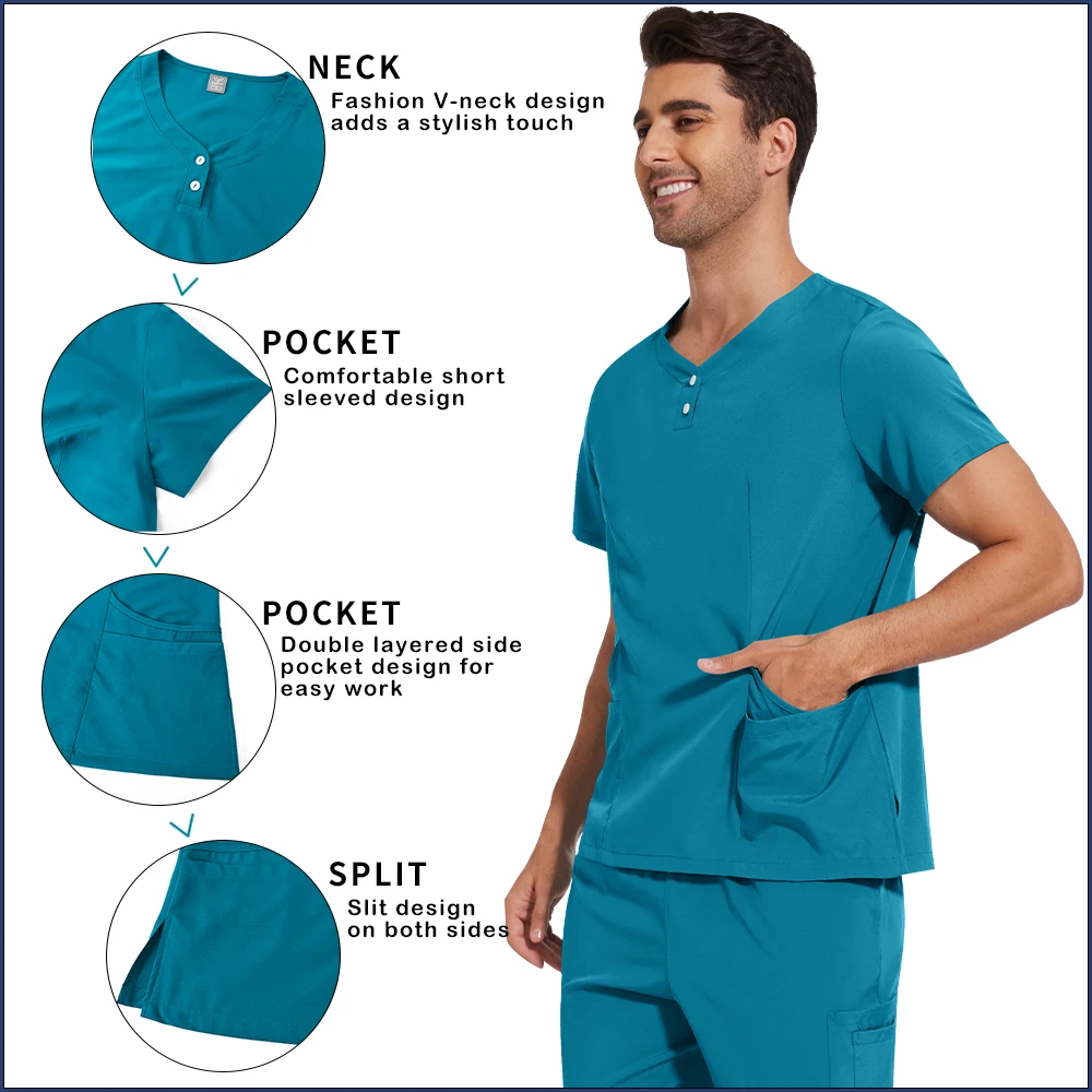 ชุดยูนิฟอร์มแพทย์คุณภาพสูง ชุดทำงานสปาเสริมความงาม ชุดทำงานในห้องปฏิบัติการ ชุดพยาบาลโรงพยาบาล ชุดคลินิก ชุดสครับ สำหรับผู้หญิงและผู้ชาย