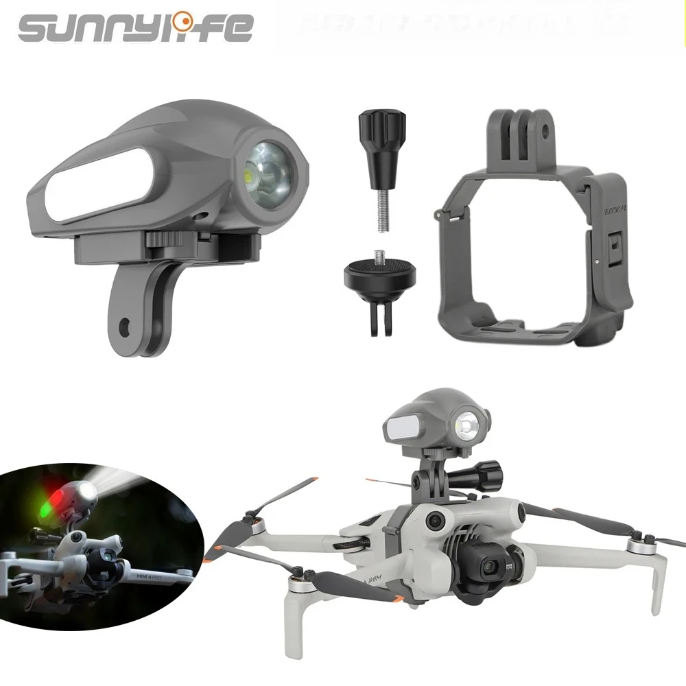 Sunnylife LED Light Mount for DJI Mini 4 Pro Drone Top Bracket Searchlight For Insta360 Sports Camera Adapter Mount Clamp Holder