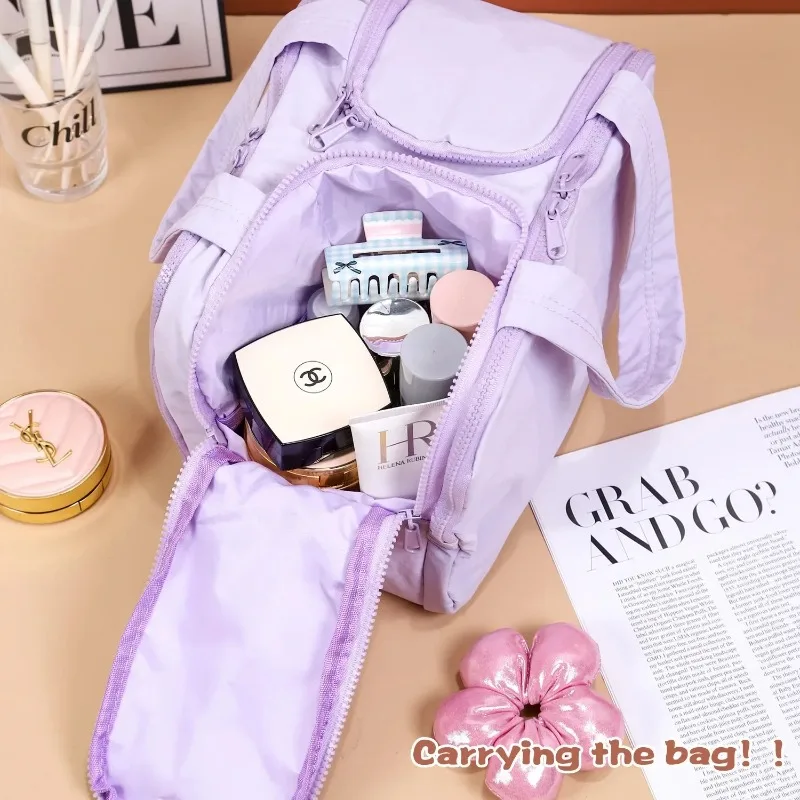 Große, tragbare, leichte Make-up-Tasche für Damen, Reisetasche für verschiedene Aufbewahrungszwecke, tragbarer Organizer, Kosmetiktasche, Waschtasche – Detail 11