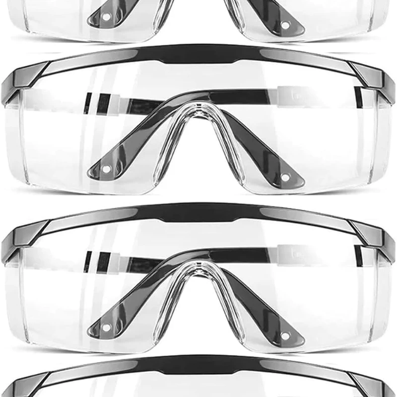 Lunettes de sécurité transparentes anti-buée, lunettes Over-Spec, lunettes de protection, lunettes à vision large approuvées par l'industrie, 4 paquets