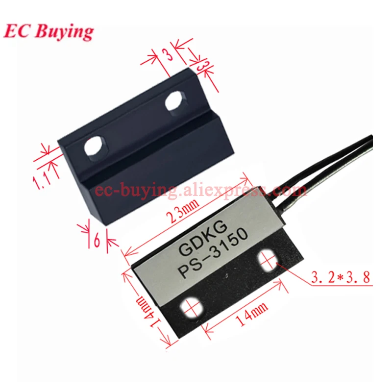 1-10Pcs PS-3150 Reed Switch Sensor PS3150 Normally Open NO Proximity Magnetic Door Window Contacts 30cm Wire Inductance Distance
