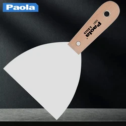 Paola-cuchillo de masilla con mango de madera, raspador de limpieza de acero inoxidable de 5 pulgadas