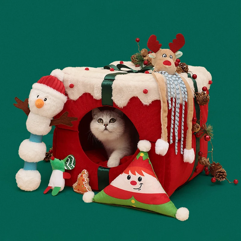 

Luxury Christmas Lgloo Pet Nest Box Mat Winter Warm Cat Dog Kennel Sofa Nest