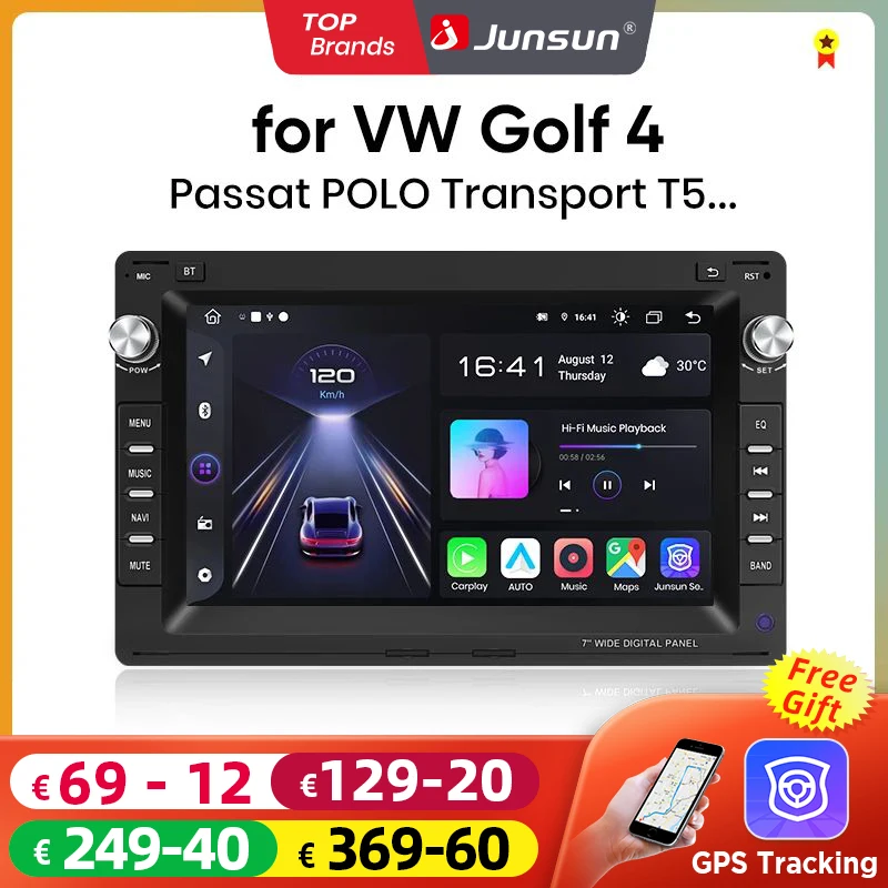 Junsun Universal Car Radio For VW Golf 4 Passat Polo Transport T5 Multivan Car Smart Systems For Appple Carplay