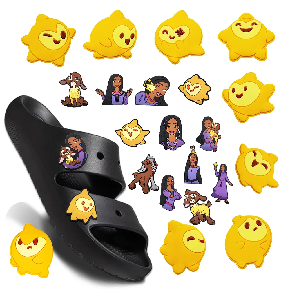 

Disney Wish Asha 6-200pcs Shoe Charms Garden Shoe Accessories Buckle Fit Clogs Decaration Sandals Decorate Kids Xmas party Gifts