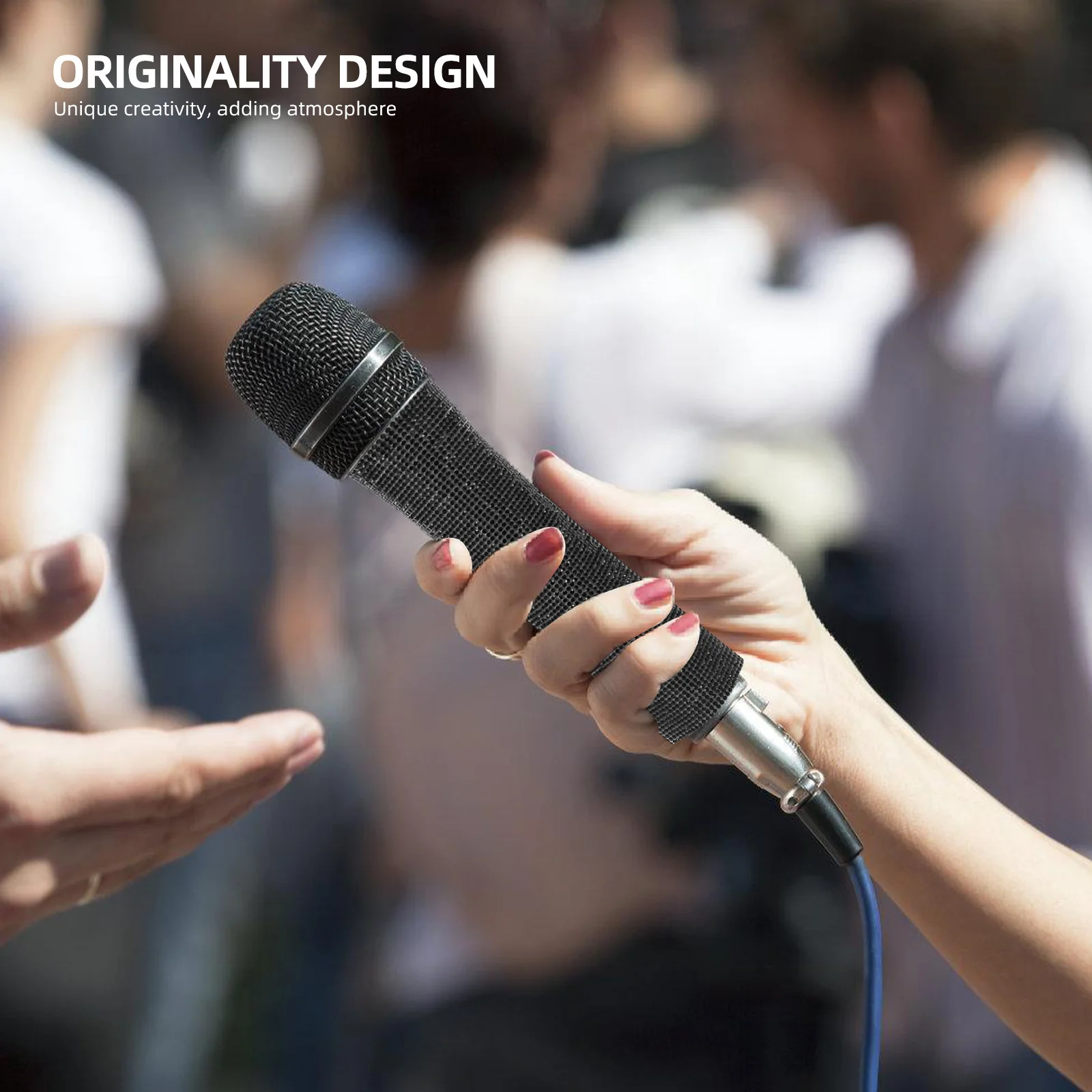 

Microphone Handle Sleeve Creative Design Delicate Appearance Fine Texture Useful Protective Handheld Mic Sparkling Cover