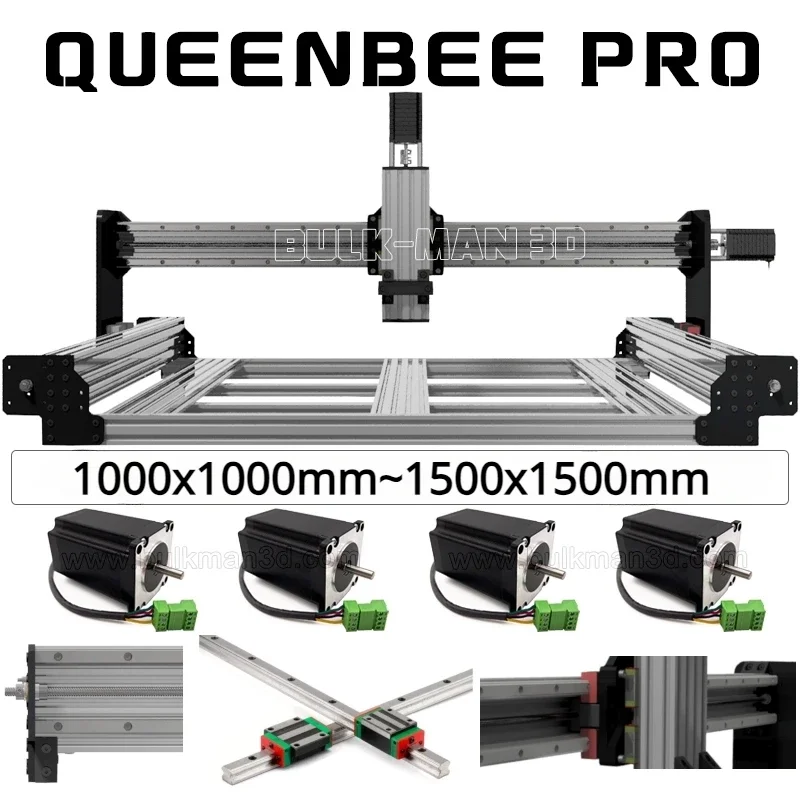 20%OFF Bulk-Man 3D QueenBee PRO CNC Mechanical Kit Linear Rail Upgraded with Tingle Tension System Screw Driven 4 Axis Engraver