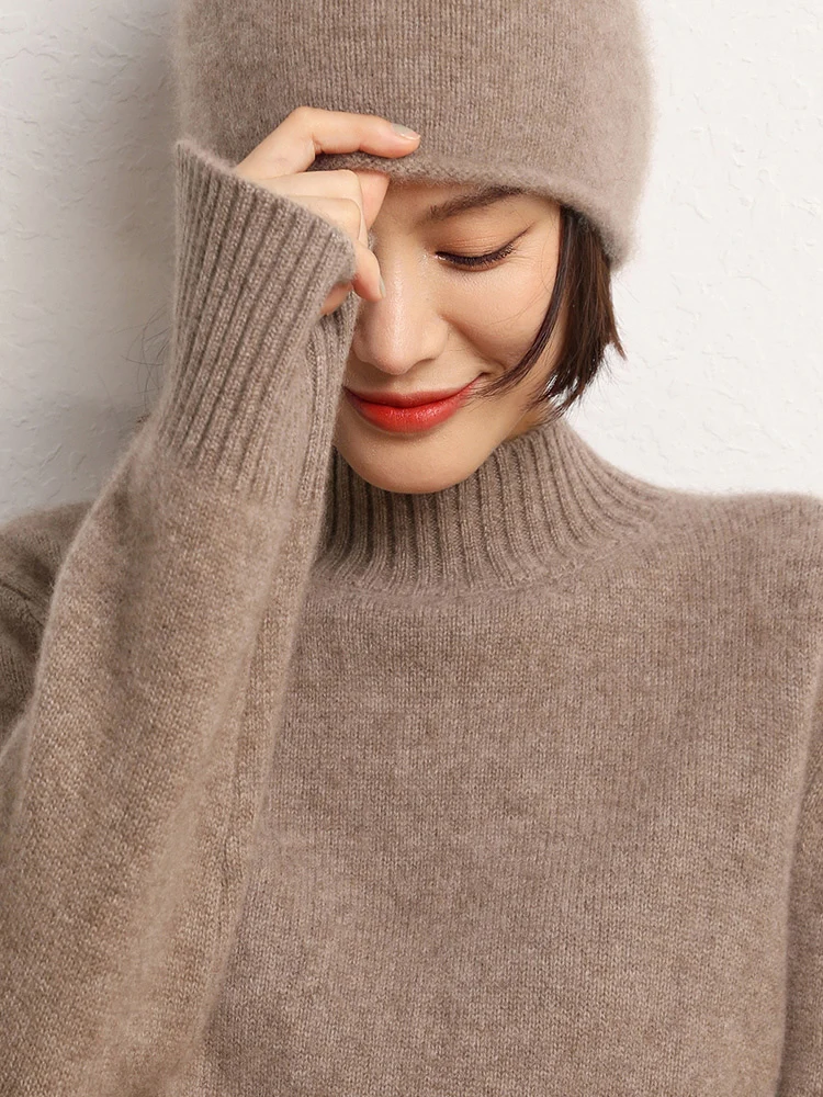TLOML 新秋冬 レディース シック 100% カシミヤ帽子 暖かい ソフト プルオーバーキャップ カジュアル シンプルスタイル カシミヤ 高品質 帽子 トップス
