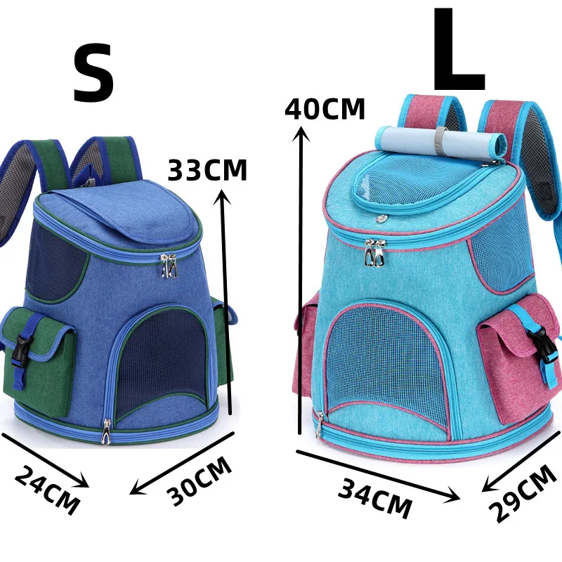 Respirável e fresco Cat Travel Backpack com dois bolsos laterais, Dog Carrier, grandes sacos de estimação, adequado para caminhadas viajando e camping