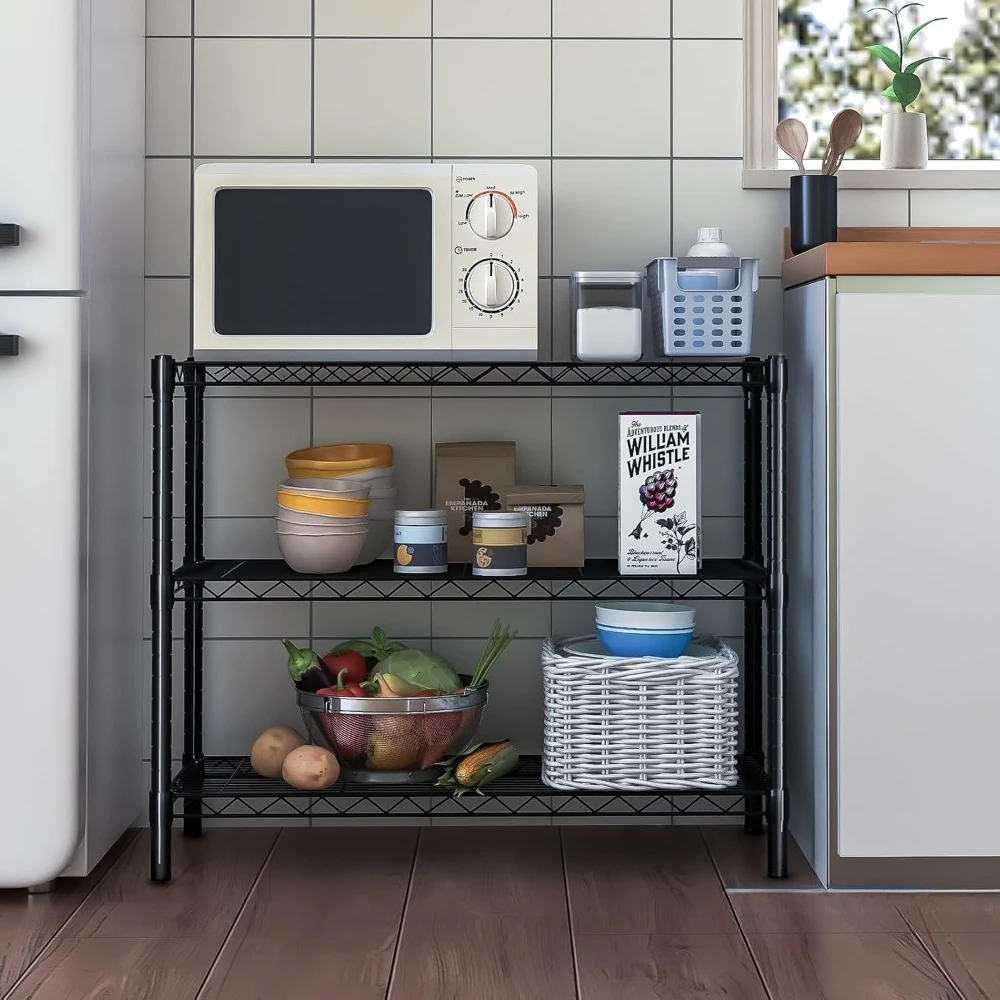 

3-Shelf Adjustable Metal Shelf Wire Shelving Unit Storage Rack Display Shelf for Bedroom,Pantry Basement,3-Shelfs shoe rack
