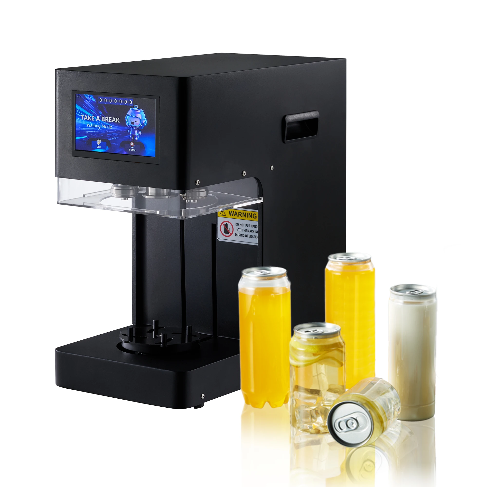Automatic Can Sealing Unit, For PET Beverage Can, Stable Seaming Structure, For Juice Coffee Milk Tea Packaging Work