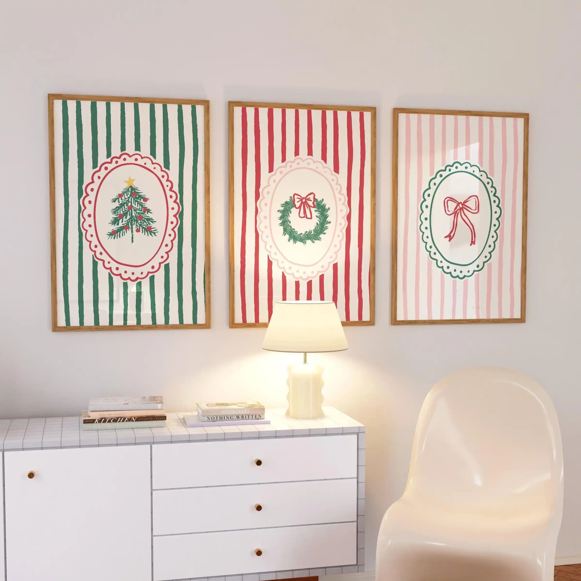 1/3pcs Whimsical Christmas Canvas Wall Art Posters Unframed Trendy Christmas Prints, Classic Holiday Wall Decor Christmas Poster