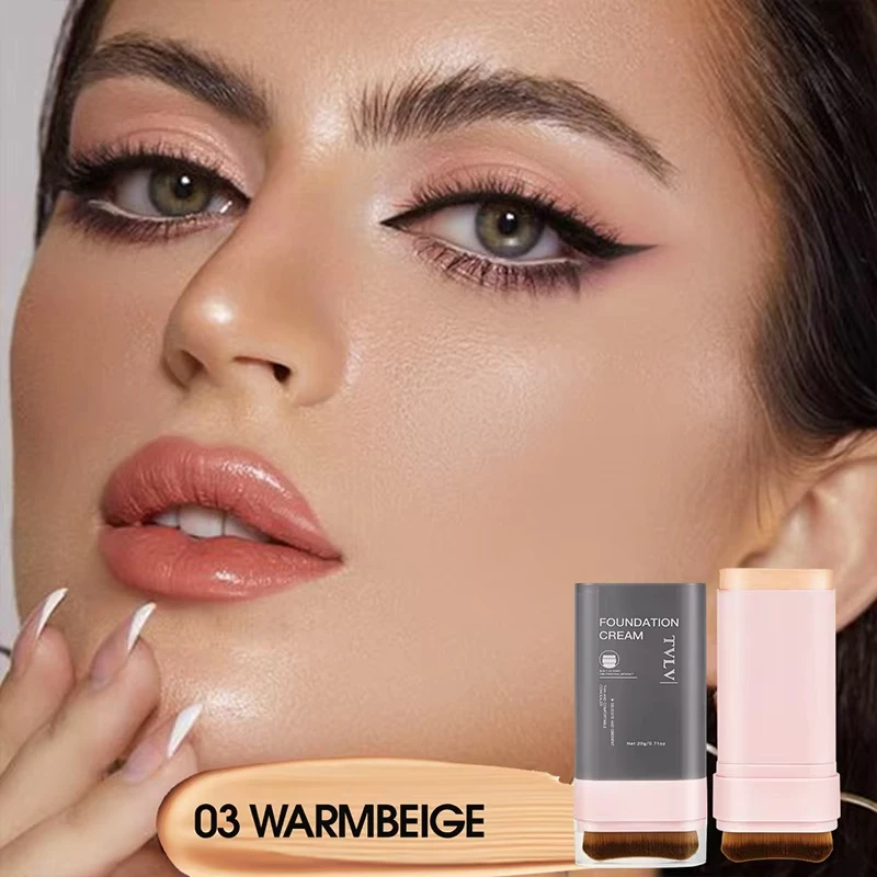 Stick per fondotinta viso con pennello, correttore a luce umida in velluto, copertura totale, controllo dell'olio, correttore per occhiaie, trucco viso