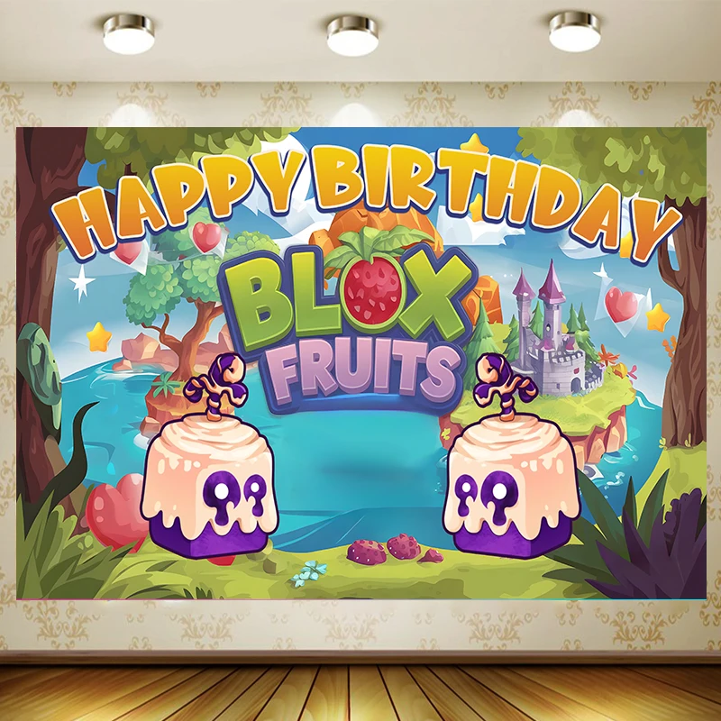 

Bloxx Fruit Backdrop Kids Birthday Party supplies Decoration baby shower Cartoon Anime Banner Vinyl Background