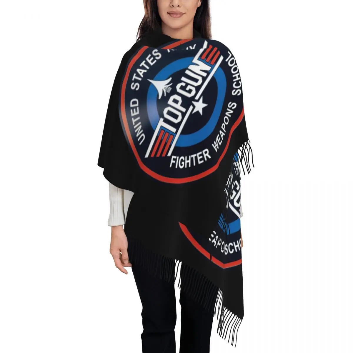 Custom Printed Air Force Fighter Jets Top Gun Scarf Women Men Winter Warm Scarves Maverick Film Shawl Wrap