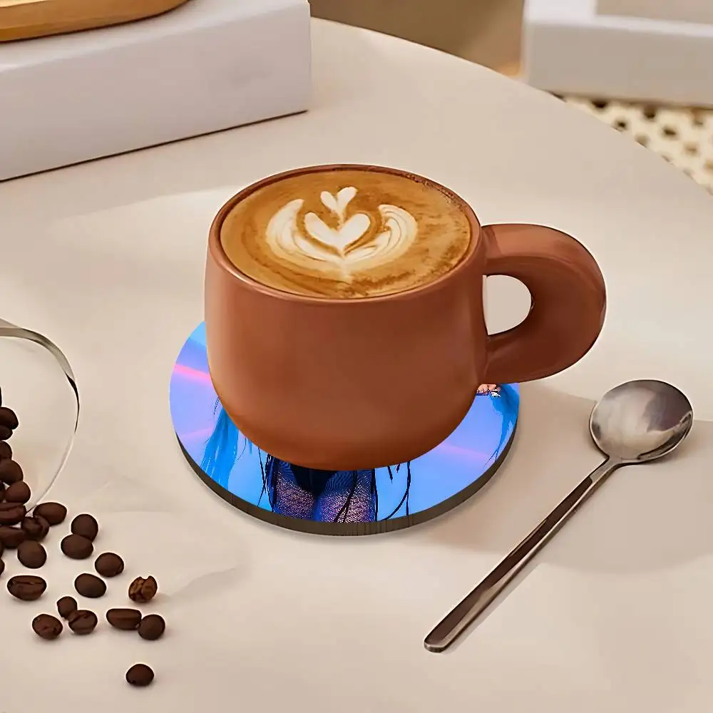 Rapper A-Ashnikko S-Smoochies Heat Resistant Round Wooden Coasters Non-slip Drink Cafe Decoration 2D Flat Color Print Coasters