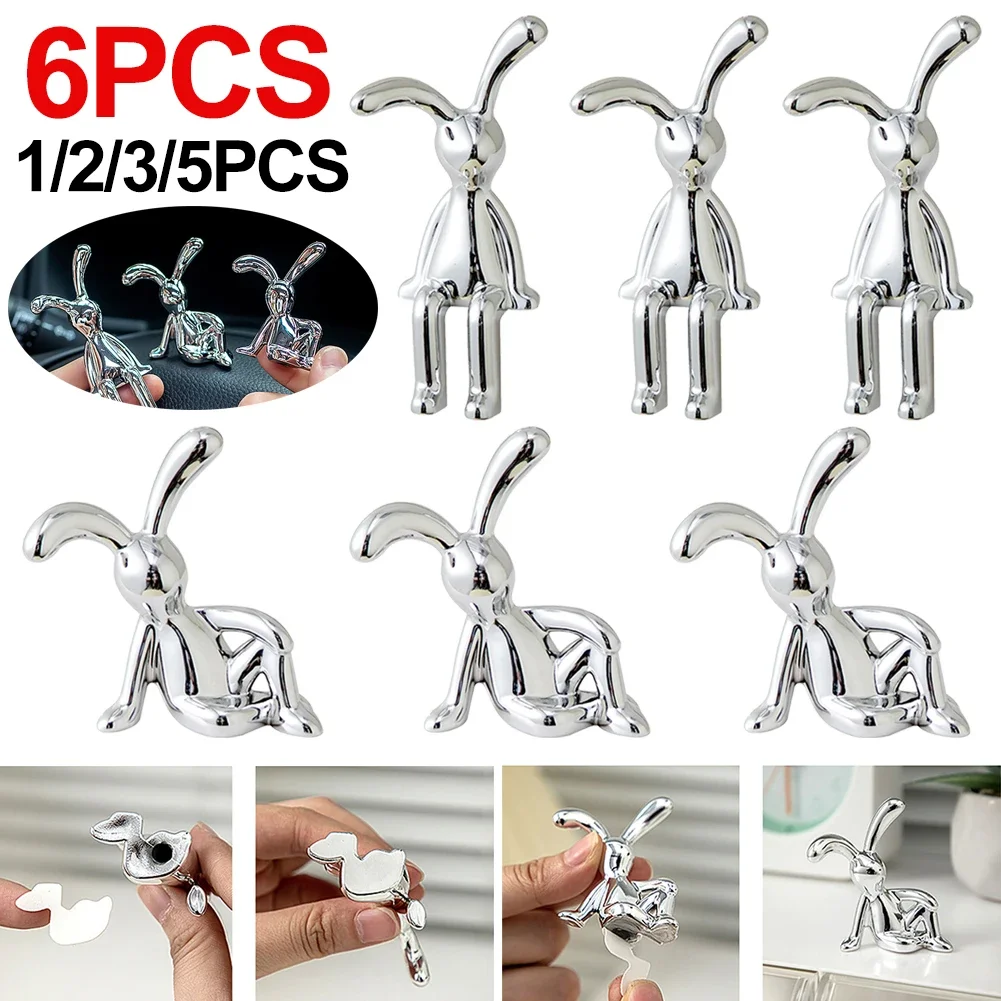 1-6 Stuks Konijn Dier Decor Moderne Stijl Cartoon Konijn Sculpturen Zilver Nordic Konijn Standbeeld Woonkamer Decoratie