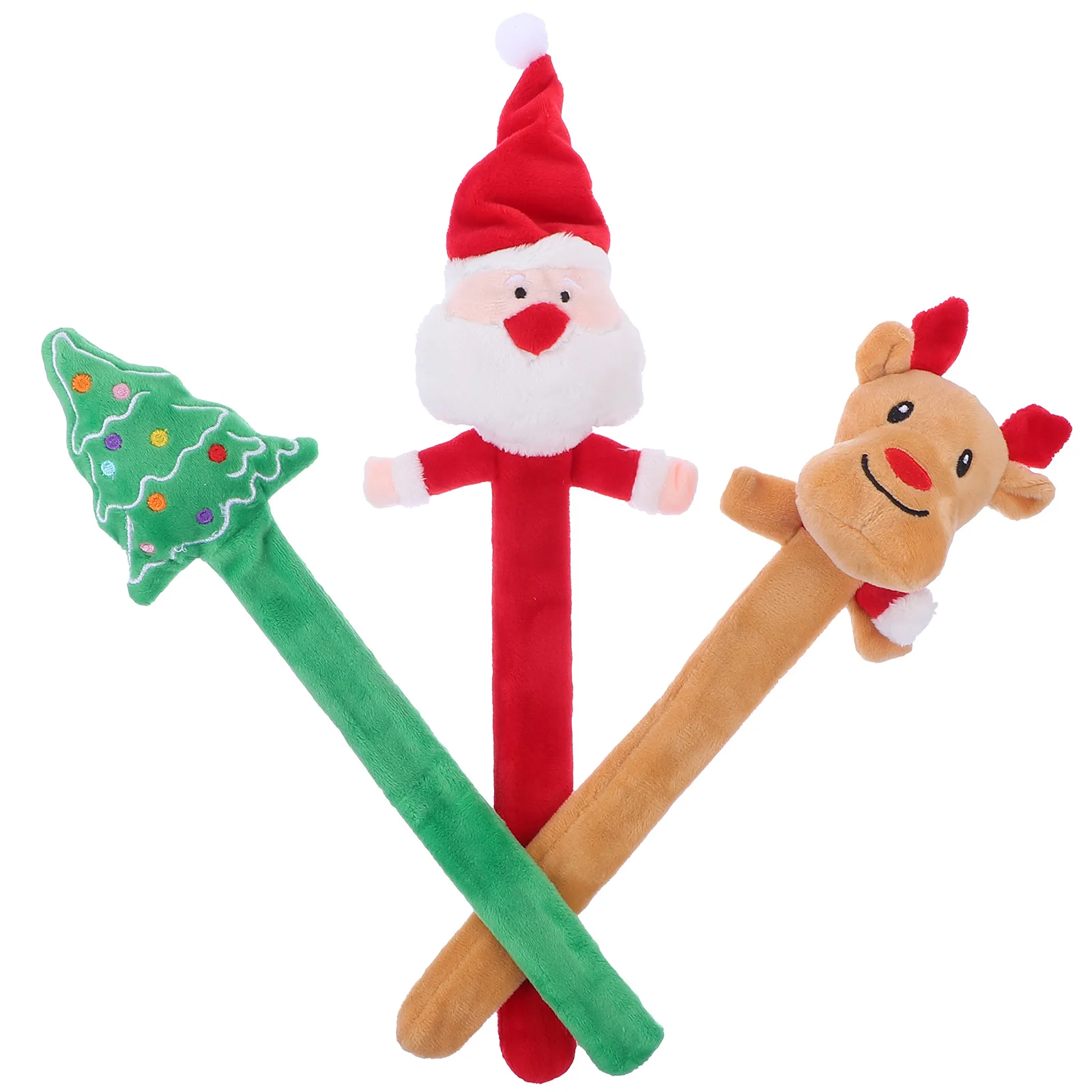 

3 Pcs Christmas Bracelets Slap Circle Kids Toys Fashionable Soft Material Reusable Elastic Festive Party Supplies