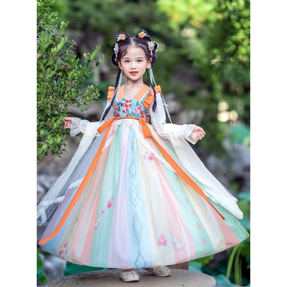 

Hanfu Girls' Summer Dress Chinese Style Thin Robe Dress, Ancient Costume Fairy Girls' Summer Children's Tang Dress, Summer