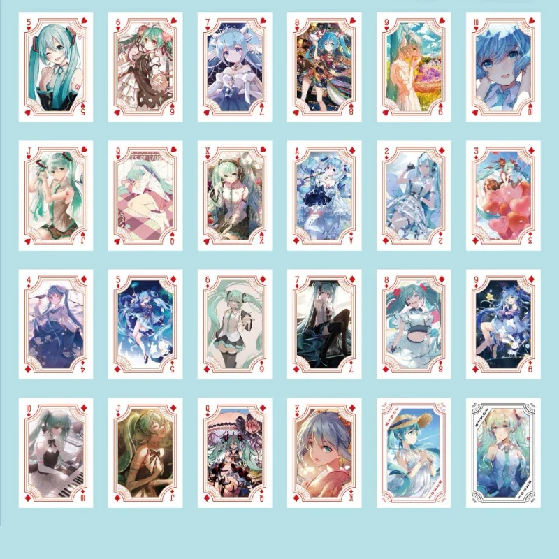 Cartas LOMO de póker de Anime Hatsune Miku, cartas de juego de escritorio, cantante Virtual, colección de imágenes lindas, regalo para fanáticos de la princesa, 54 hojas