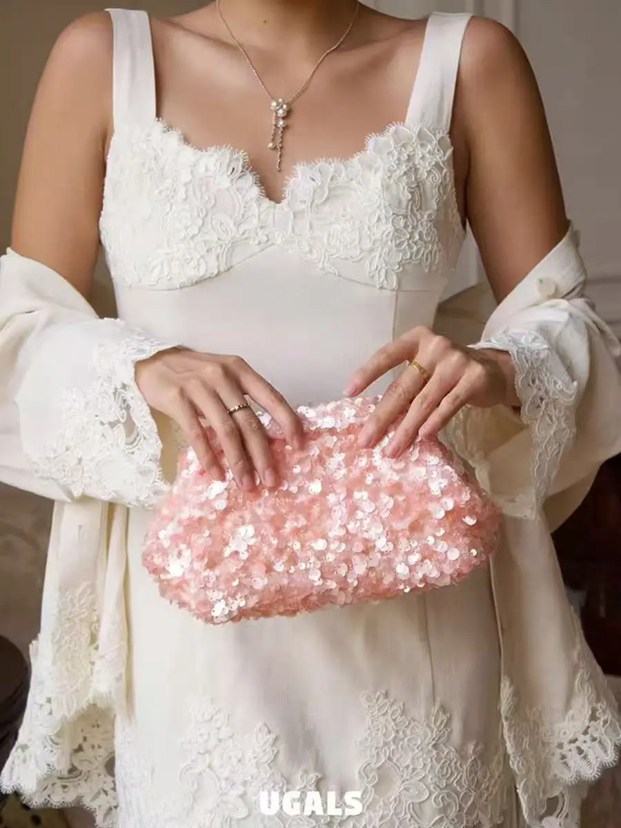 Bling Shiny Sequins Clutch Purse Luxury Fashion Satin Glitter Women Handbag Wedding Party Banquet Bag Shoulder Crossbody Bag