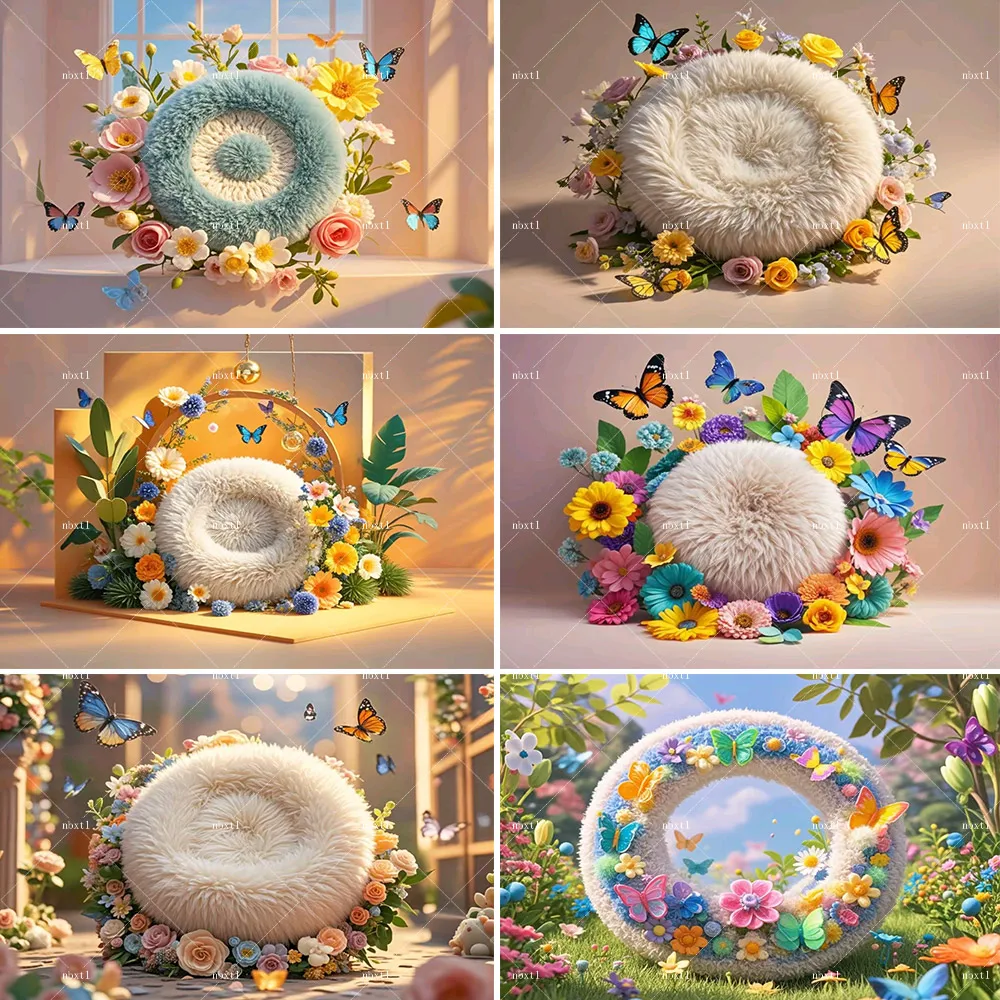 

Newborn Photo Backdrop Photography Sweet Birthday Flowers Sleeping Baby Artistic Decoration Background Kids Studio Shoot Prop