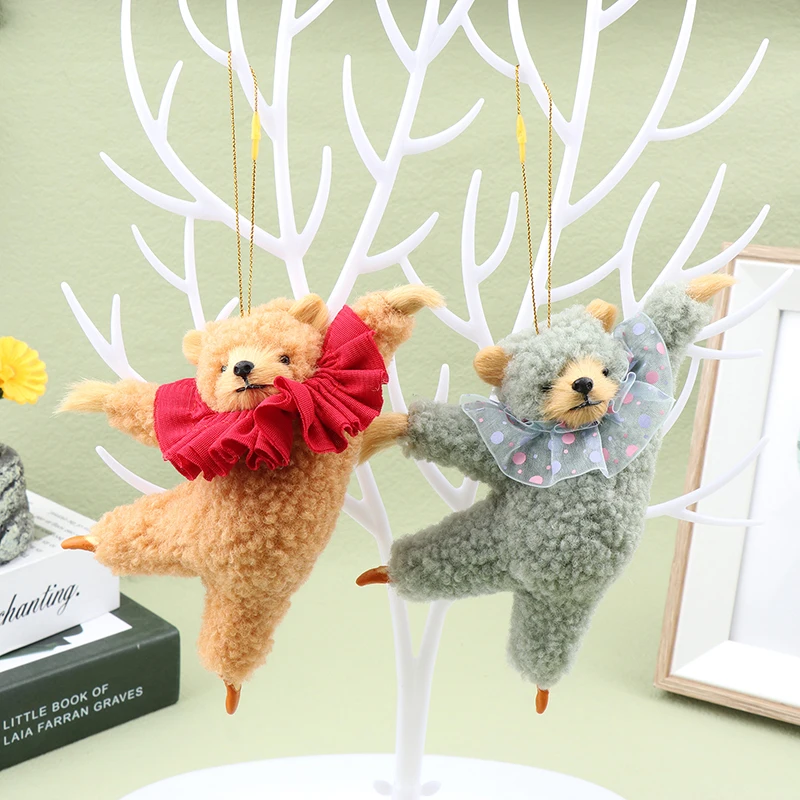 New Cartoon Kawaii Dancing Bear Plush Doll Room Bedside Pendant Creative Ins Ballet Bear Plush Car Pendant Kids Birthday Gift