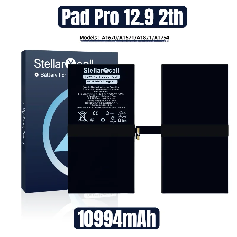 

Аккумулятор StellarXcell для планшетов iPad Pro 12.9 2-го поколения A1670 A1671 A1821 A1754, стандартной емкости, с бесплатными инструментами