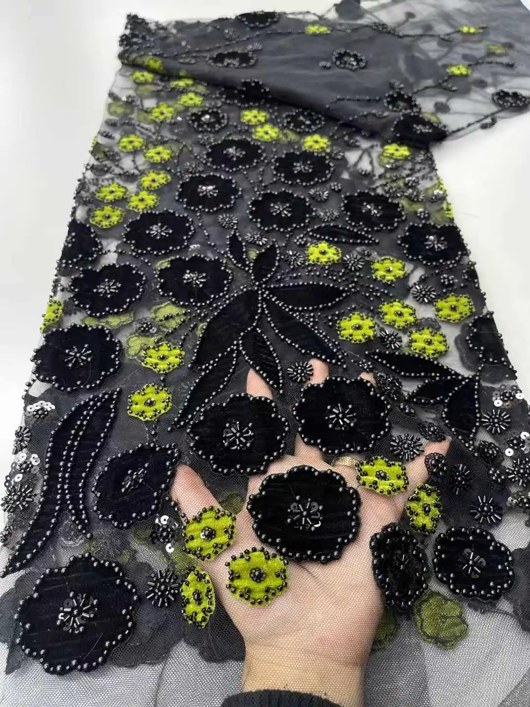 African Embroidered Beads Tulle Lace Fabric Elegant French Mesh Lace Fabric 2025 High Quality  Luxury Dress for Women - XZ