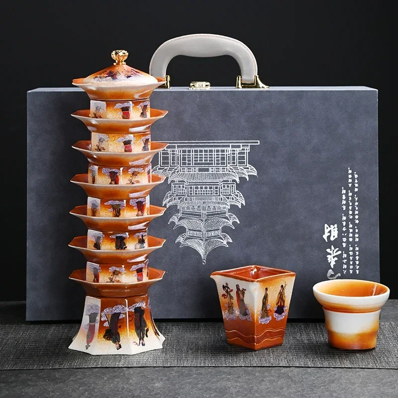 Chinese Kung Fu Teaware Sets Traditional Luxury Creative Portable Teaware Sets Ceramics Jogo De Xicaras Kichens Items WZ50TS