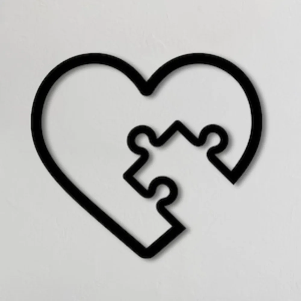 1pc Heart Puzzle Metal Wall Art, 