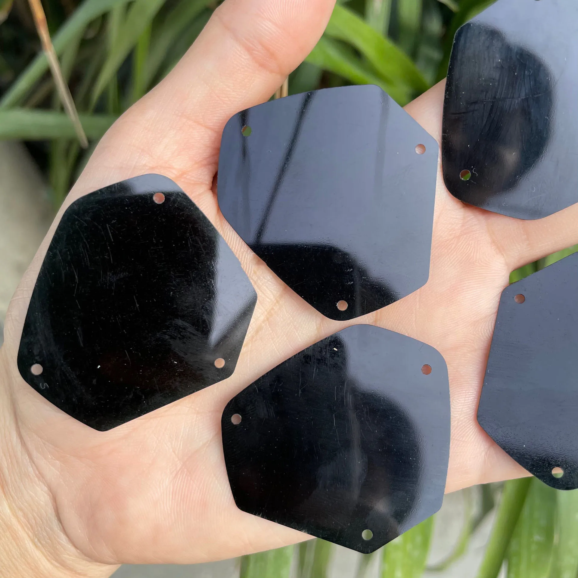 New 37x46mm Big Black Irregular 3-holes Sequins Paillettes Sewing Wedding Earrings Costume DIY Decorative Sequin Handmade Supply