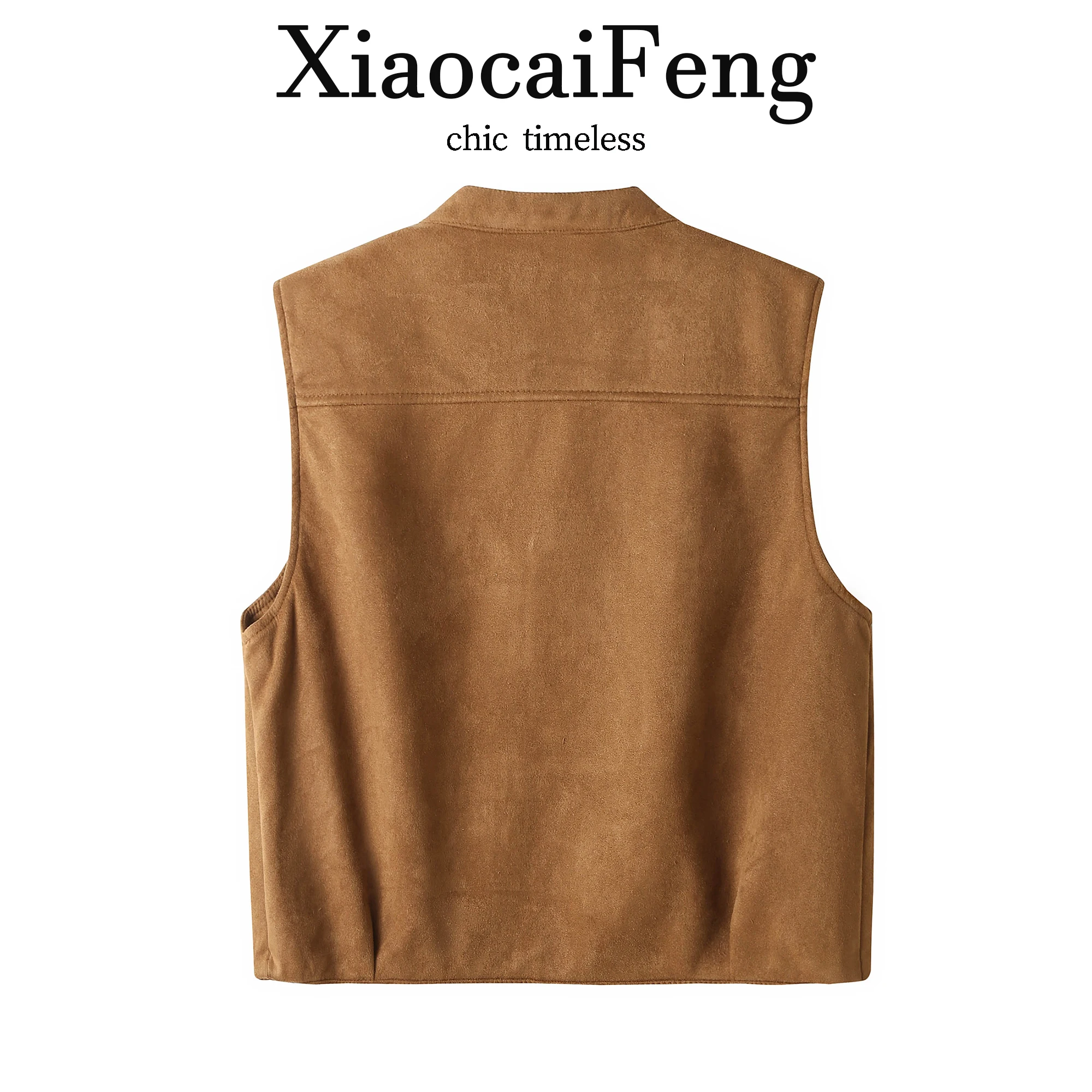 Retro American Suede Vest Women's Spring Autumn Sleeveless Casual Outerwear Versatile Layering Shoulder Pad Jacket