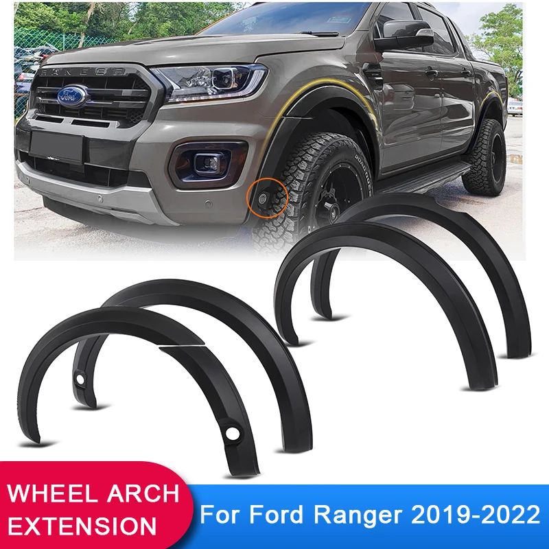 4'' FENDER FLARES WHEEL ARCH EXTENSION FOR FORD RANGER XL XLT WILDTRAK T8 2020 2021 2022 MUDGUARD DOUBLE CAB 4X4 CAR ACCESSORIES