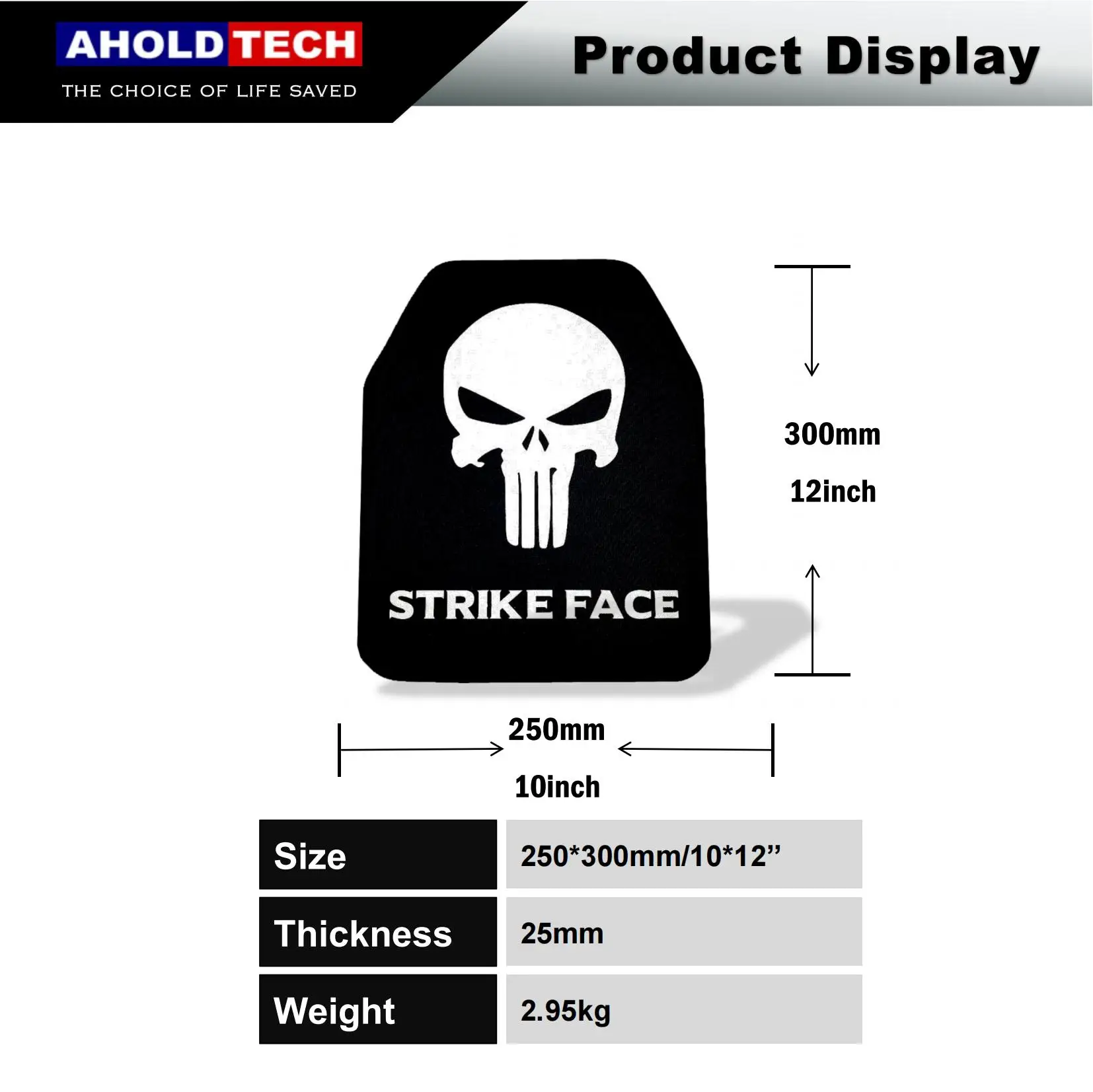 Aholdtech 1 pçs 10x12 nij nível iv 4 suporte sozinho pe + alu painel rígido placa balístico armadura corpo colete