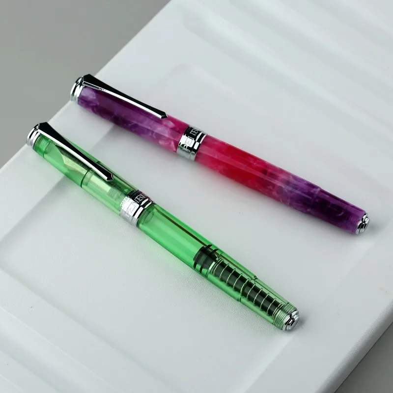 2027-nuova-penna-in-acrilico-verde-e-rosa-penbbs-500-penna-stilografica-con-pennino-a-lama-dorata-argento-penne-a-inchiostro-a-pressione-con-sistema-a-pistone-per-l'assorbimento-dell'inchiostro